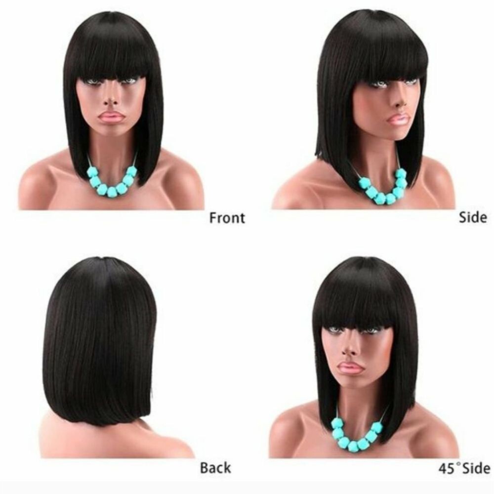🆕️ Kalyss Yaki Black Short Bob Wig With Bangs Synthetic - Picture 8 of 12